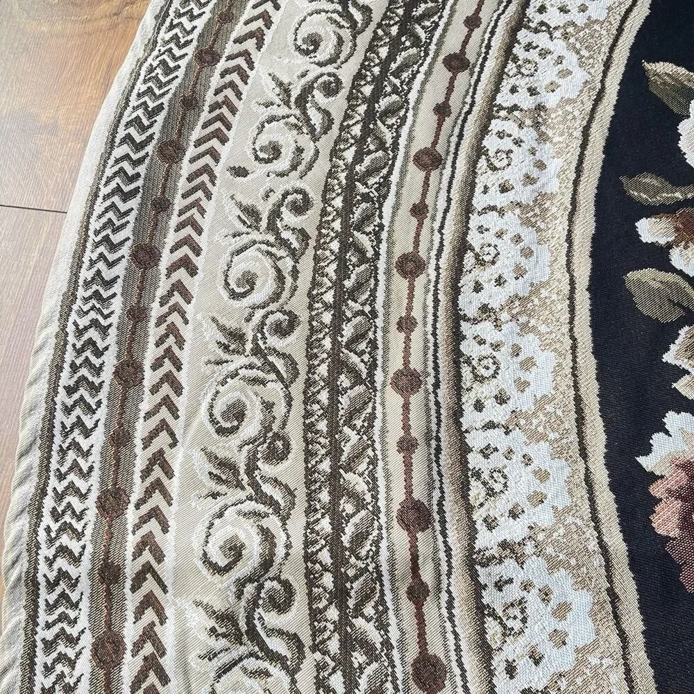 Dusty Rose Aubusson Tapestry Style Tablecloth/Rug 85 Inch Granny Cottagecore NEW